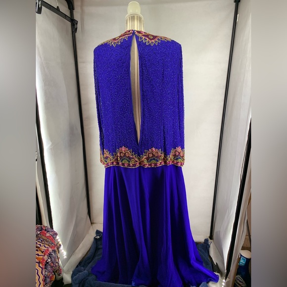 Adriana Papell Evening beaded Top long dress SIZE 18 NWT SHOW STOPPER - Picture 3 of 7